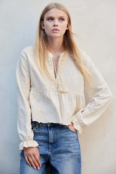 H&M Tie-detail textured blouse