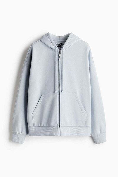 H&M Oversized motif-detail zip-through hoodie