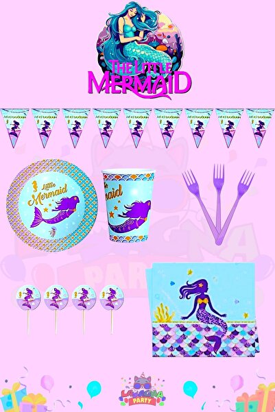 LASAGNA STORE Set mini petrecere de aniversare Sirenă pentru 32 de persoane