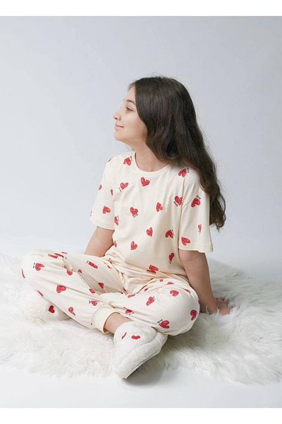 ARBİ kids Σετ πιτζάμες για κορίτσια σερβιτόρα με στάμπα καρδιάς