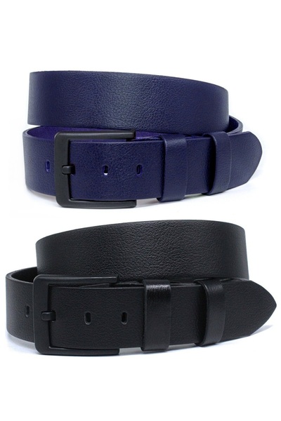 Livize حزام جينز رجالي من جلد الجاموس 4.5 سم