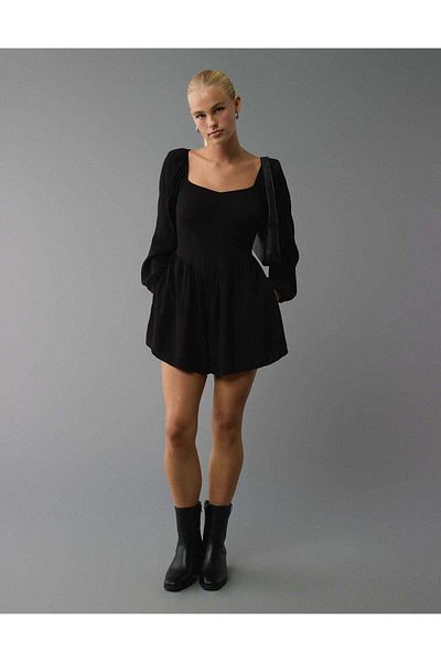 AMERICAN EAGLE AE Long-Sleeve Square Neck Romper