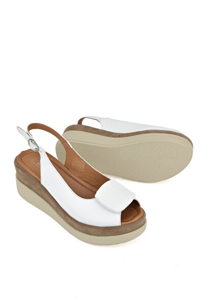 Ziya White Genuine Leather Women's Heeled Sandals - 151992 Z21010S