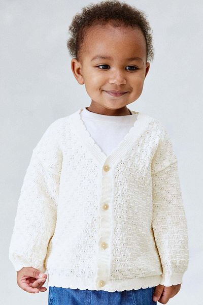 H&M Pointelle-knit cotton cardigan