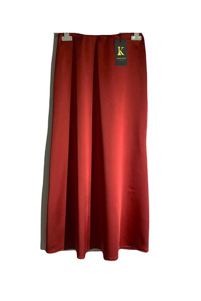Kahra Collection Red 92cm Maxi Length Long Satin Skirt Tock Fabric Long Satin Skirt