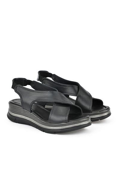 Ziya Sandale de damă din piele naturală - toc pană, negru 1511020 Z2562
