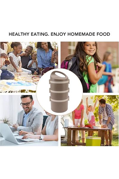 fulina Portable Stainless Steel Bento Box, 3 Layer Leak proof, Stackable, for picnic, work, meal