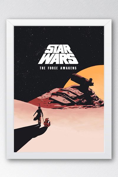 Saturn Pictură înrămată Star Wars The Force Awakens - Poster de film Space Wars