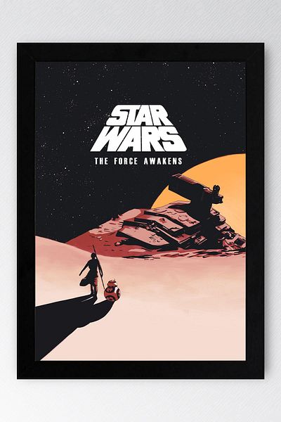 Saturn Pictură înrămată Star Wars The Force Awakens - Poster de film Space Wars