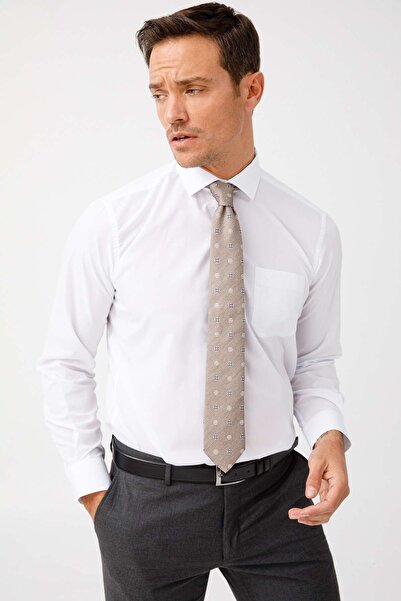 İgs Erkek Beyaz Regularfıt / Rahat Kalıp Easy Iron ( Kolay Ütü ) Basıc Gömlek