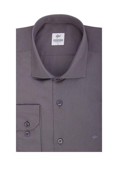 İgs Ανδρικό σκούρο γκρι Slim Fit / Slim Fit 7 cm Classic πουκάμισο