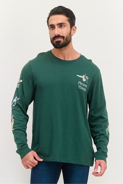 Element Men Crew Neck Long Sleeves Printed Sweatshirt, Green