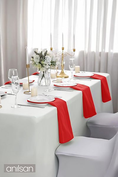 Anılsan Set of 4 100% Cotton Fabric Napkins Red 70X70 cm Kitchen Cloth Tableware Presentation Serving Napkin