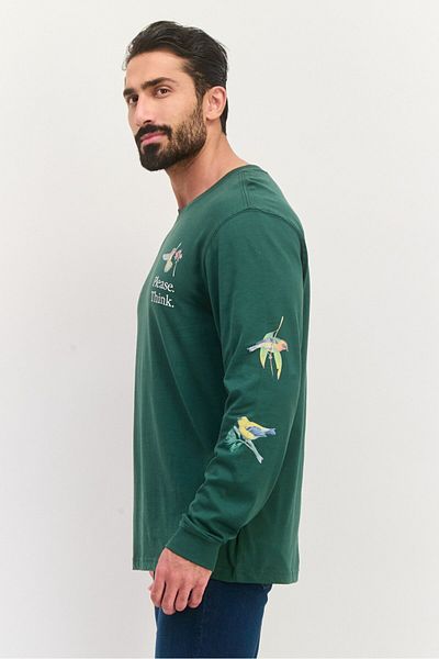 Element Men Crew Neck Long Sleeves Printed Sweatshirt, Green