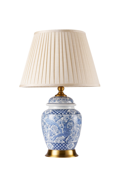 Apliqa Elea Bleu Blanc Desenli Seramik Oturma Odası Salon Abajur