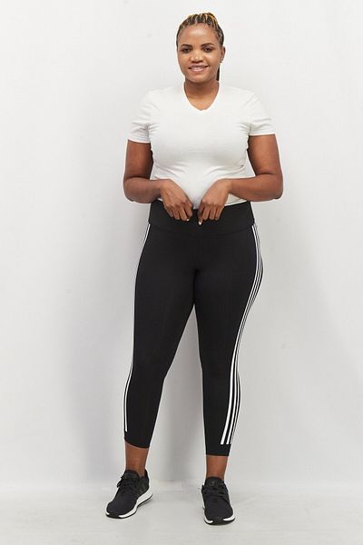 adidas Women Plus Size Fit Optime Train Icons 3 Stripes 7/8 Leggings, Black