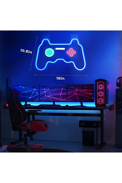 fulina Game Neon Sign Gamepad Shape, Boys Room Decorations for Bedroom, Gaming Neon Lights Room Decor