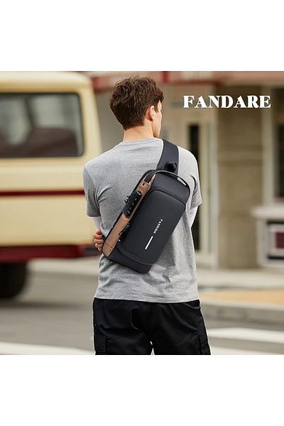 AWH Anti-theft Sling Bag Business Men Chest Crossbody Bag with USB