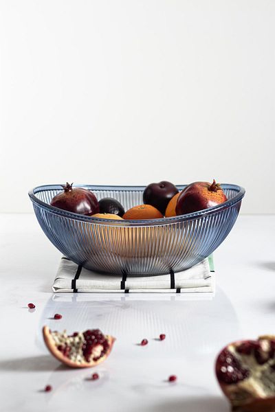 EWs Acrylic Baroque Navy Blue Large Oval Fruit & Salad Bowl & Mixing Bowl / 3.3 Lt (NOT GLASS)