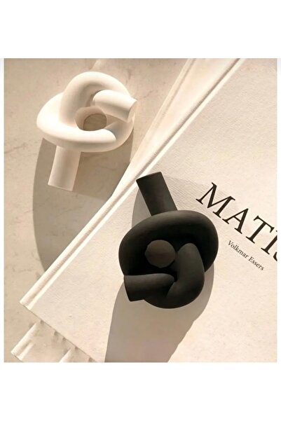 LİNECRAFT 2’li Düğüm Şeklinde Şamdan Mumluk Siyah Beyaz