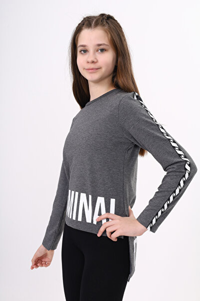 Toontoy Κοριτσίστικο μπλουζάκι Criminal με τύπωμα με δύο λωρίδες στο μανίκι