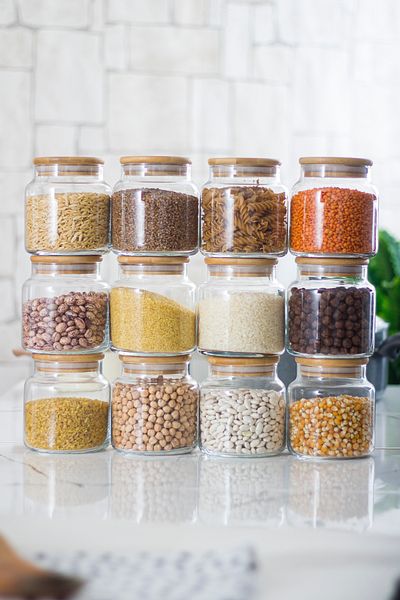 EWs Set of 12 Bamboo Lid Glass Jars & Food Storage Containers 500 ml Small Size (Vacuum Lid)