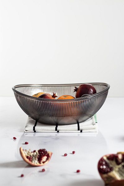 EWs 3.3 Lt Smoked Acrylic Baroque Large Oval Fruit and Salad Bowl - Mixing Bowl (NOT GLASS)