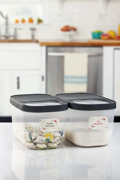 EWs 7.5 Lt Multibox - 2-Piece Storage and Food Container with Sliding Lid, Dust and Tablet Detergent Box (Sticker)
