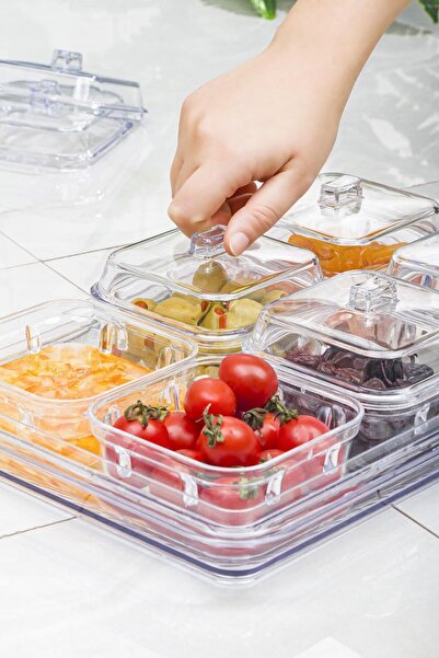 EWs Acrylic Transparent 6-Piece Breakfast Set with Lid & Storage Container (Not Glass)