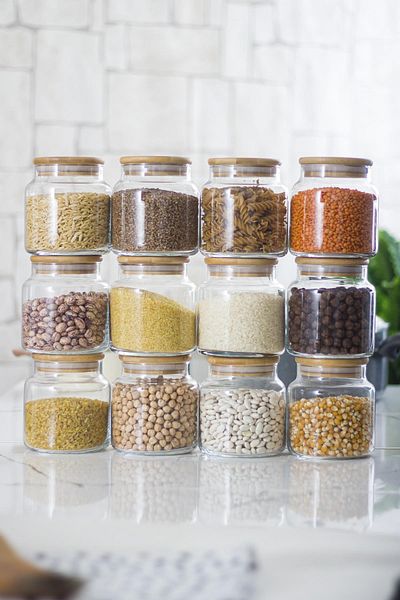 EWs Set of 12 Bamboo Lid Glass Jars & Food Storage Containers 500 ml Small Size (Vacuum Lid)
