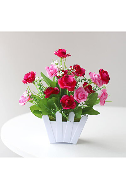 Choice1 زهور صناعية حمراء ديكور منزلي محاكاة نبات بلاستيكي زهور صناعية مزيفة ...