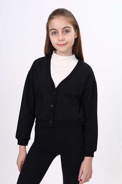 Toontoy Girl's Camisole Detailed Buttoned School Cardigan