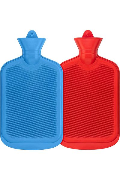 AWH AHW 2-Pack Hot Water Bottles, 2L Rubber, BPA-Free, for Heat Therapy & Pain Relief