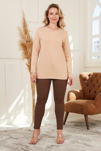 RMG Μπλουζάκι Mink Plus Size - Crew Neck, Μακρυμάνικο