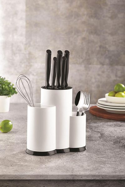 EWs White Spoon Holder and Knife Holder and Ladle and Organizer - Countertop