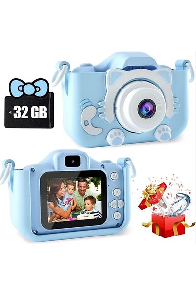AHW AWH Kids Digital Camera, 2.0" 1080P HD Camera for Boys & Girls Ages 3-12, Fun Gift Toy (Blue).
