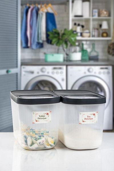 EWs 10 Lt Multibox - 2-Piece Storage Set with Sliding Lid, Food and Dust Tablet Detergent Box
