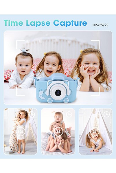 AHW AWH Children's Camera – HD Kids Digital Camera, 32GB SD Card, Gift for Boys & Girls (Blue).