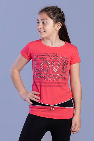 Toontoy Girl's T-shirt - Love Foil Printed