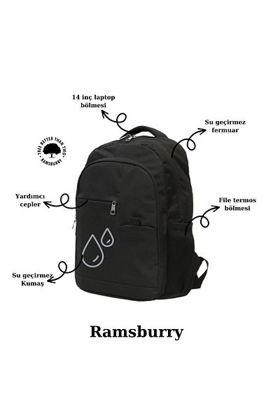 Ramsburry Black 15.6 Inch Laptop Bag, Backpack Men, Backpack Women, Laptop Backpack