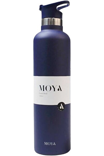 Moya "Coral Reef" 1L Insulated Sustainable Water Bottle Navy Spout Lid