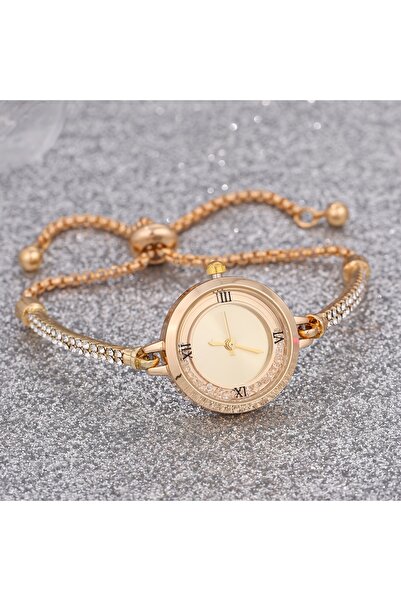 Bozhi مجموعة ساعات يد كوارتز أنيقة بنمط عمل بلونين - للنساء، حبل من سبيكة لام...