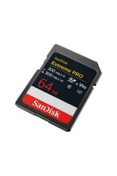 SanDisk بطاقة ذاكرة Extreme Pro 64 جيجابايت 300/300 ميجابايت/ثانية Sdxc V90 Uhs-ii U3 8k/4k Uhd Sdsdxdm-064g-gn4in