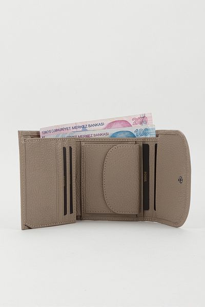 Fossil Boxed Genuine Leather Mink Small Size Multi-Compartment Women's Hand Portfolio Card Holder Wallet