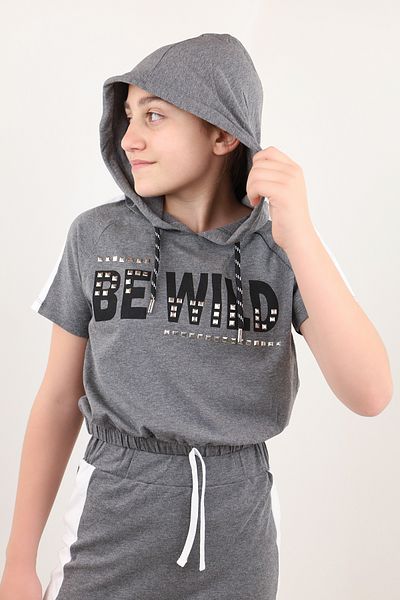 Toontoy Be Wild Printed Girl's Hooded Skirt Set
