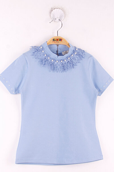 Toontoy Σχολικό μπλουζάκι για κορίτσια με δαντέλα με λεπτομέρεια από πέρλες