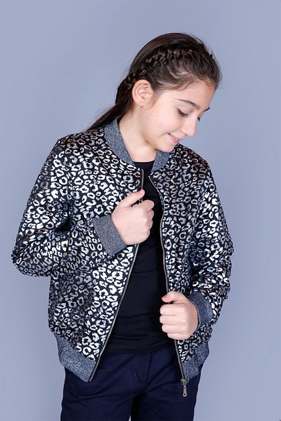 Toontoy Girl's Leopard Print Shiny Cardigan