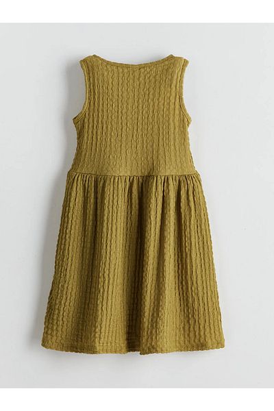 LC Waikiki Lcw Eco Beige Crew Neck Girls' Dress