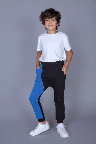Toontoy Pantaloni de sport pentru băieți - tip shalwar, cu detaliu cu fermoar