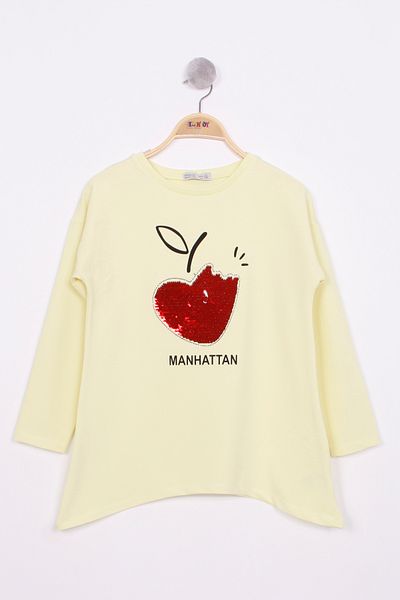 Toontoy Heart Embroidered Sequin Girl's T-Shirt